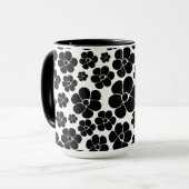 Mug Motif de fleurs - noir et blanc (Devant gauche)
