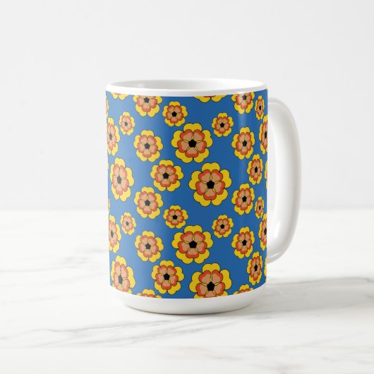 Mug Motif de fleurs orange jaune (Devant droit)