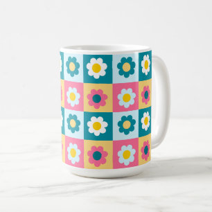 Mug Motif de fleurs pastel colorées rétro mignon