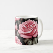 Mug Motif de fleurs rose (Devant droit)