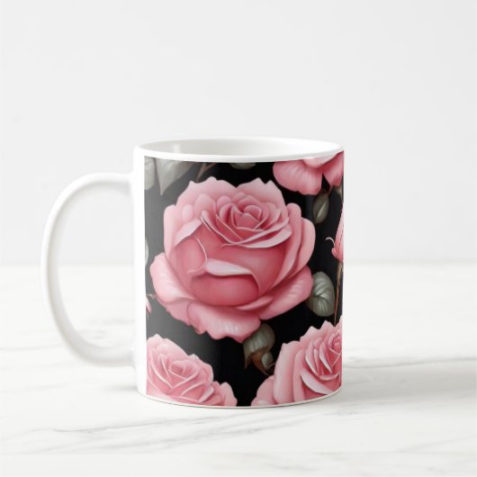 Mug Motif de fleurs rose (Gauche)