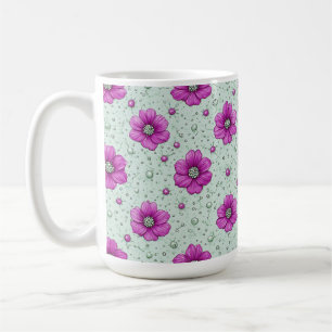Mug Motif de fleurs roses avec gouttelettes