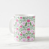 Mug Motif de fleurs roses et vignes vertes (Devant gauche)