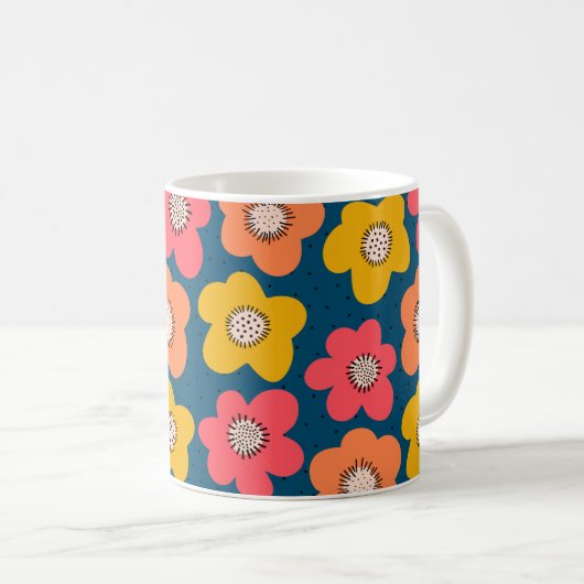 Mug Motif de fleurs sans couture. Flores audacieuses s (Devant droit)