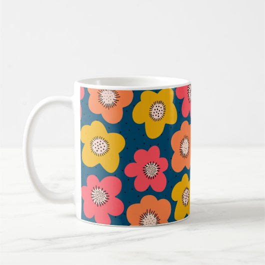 Mug Motif de fleurs sans couture. Flores audacieuses s (Gauche)