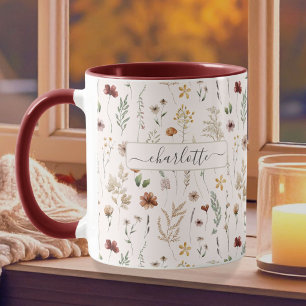 Mug Motif de fleurs sauvages florales jolies aquarelle