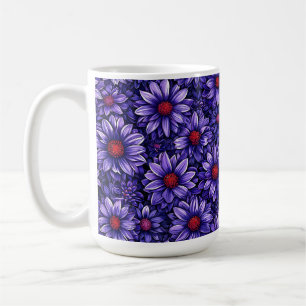 Mug Motif de fleurs stylisées violettes
