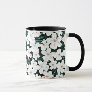 Mug Motif de fleurs tropical blanc