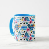 Mug Motif de fleurs tropical géométrique (Devant gauche)
