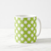 Mug Motif de fleurs vert citron et blanc (Devant droit)