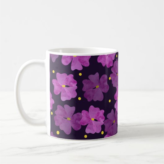 Mug Motif de fleurs violettes sans couture. Aquarelle (Gauche)