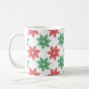Mug Motif de flocon de neige à l'aquarelle rouge et ve