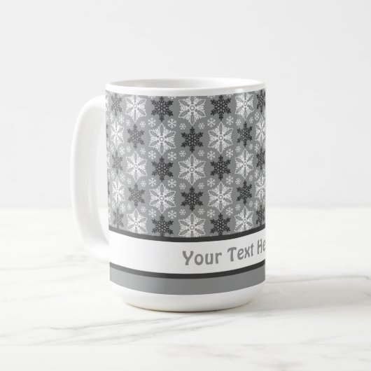 Mug Motif de Flocon de neige blanc gris clair (Devant gauche)