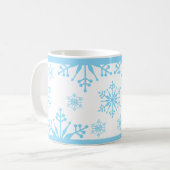Mug Motif de flocon de neige en bleu. (Devant gauche)