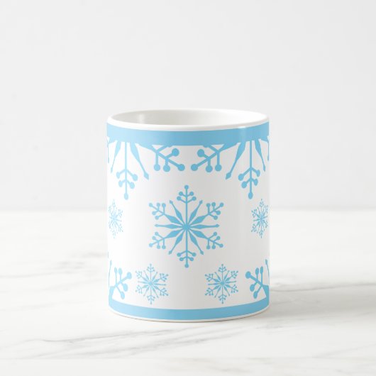Mug Motif de flocon de neige en bleu. (Centre)
