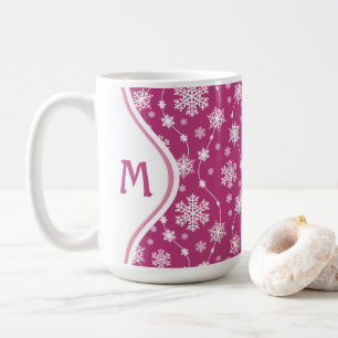 Mug Motif de flocon de neige rose et blanc d'hiver