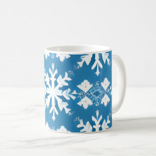 Mug Motif de flocon de neige sur Arrière - plan bleu