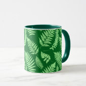 Mug Motif de fougère des bois, vert clair et émeraude (Devant droit)