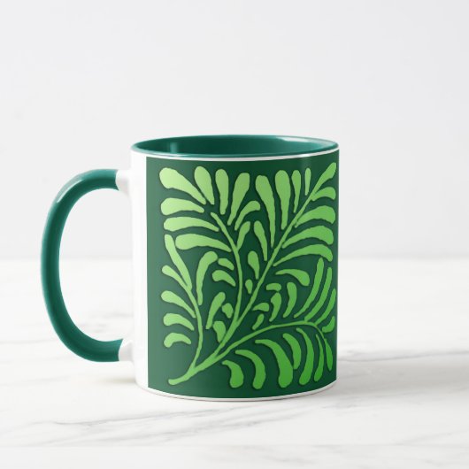 Mug Motif de fougères Art déco - tons verts (Gauche)