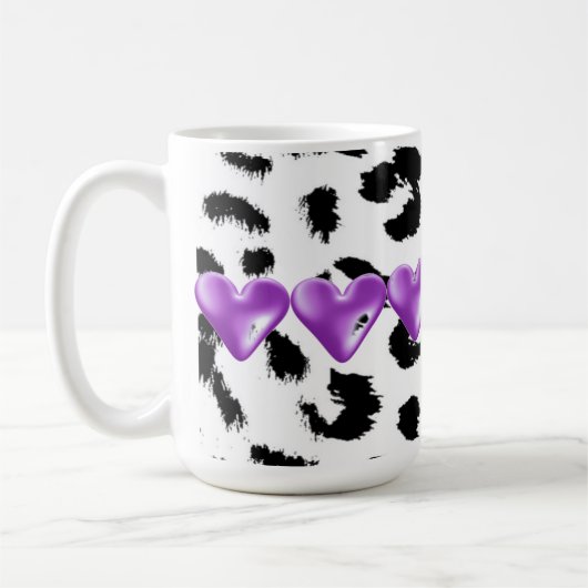 Mug Motif de fourrure de léopard avec des cœurs (Gauche)
