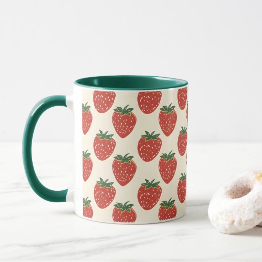 Mug Motif de fraises (Avec donut)