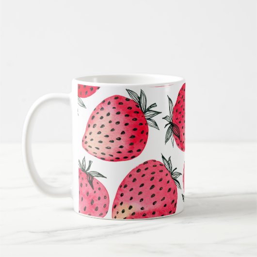 Mug Motif de fraises d'aquarelle. (Gauche)