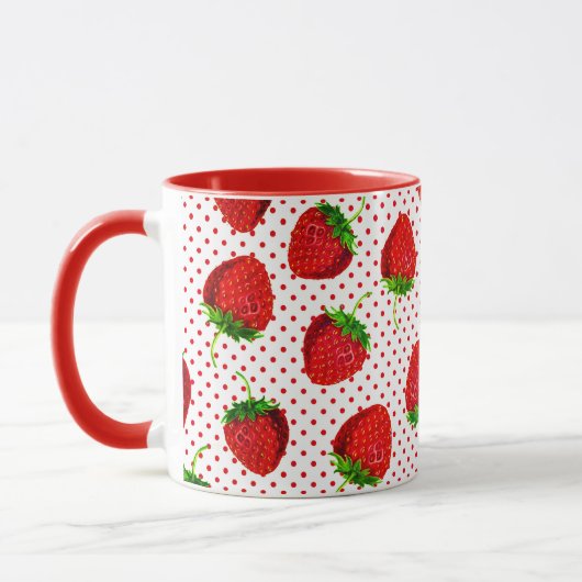 Mug Motif de fraises et de points rouges (Gauche)