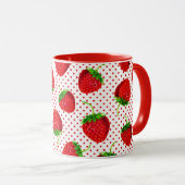 Mug Motif de fraises et de points rouges (Devant droit)