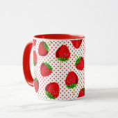 Mug Motif de fraises et de points rouges (Devant gauche)