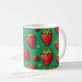 Mug Motif de fraises sur vert (Devant droit)