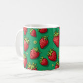 Mug Motif de fraises sur vert (Devant gauche)