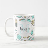 Mug Motif de fruits mignons Monogramme à thème d'été (Gauche)