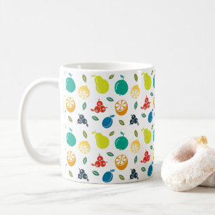 Mug Motif de fruits, Plum, Orange, Citron, Poire, Pomm