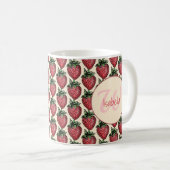 Mug Motif de grappe de fraise fruité Monogramme Nom (Devant droit)
