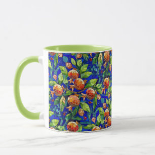 Mug Motif de grenade bleu foncé et mosaïque de fruits