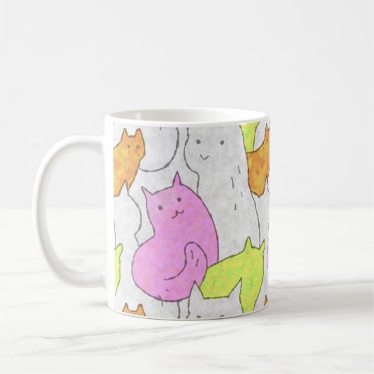 Mug Motif de gribouillis de chats à l'aquarelle mignon (Gauche)