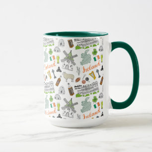 Mug Motif de griffonnage de croquis de l'Irlande