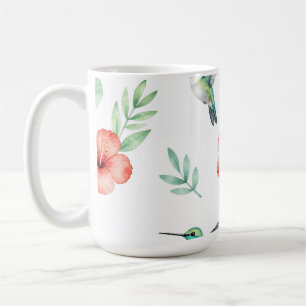 Mug Motif de Hibiscus à Colibri Turquoise