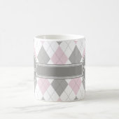 Mug Motif de Jacquard rose et gris monogramme (Centre)