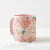 Mug Motif de jardin de fleurs de pêche de ressort de (Devant gauche)