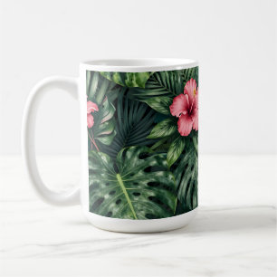 Mug Motif de jungle avec hibiscus tropical et monstera