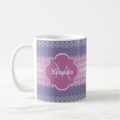 Mug Motif de Knit violet élégant avec Monogramme et no (Gauche)