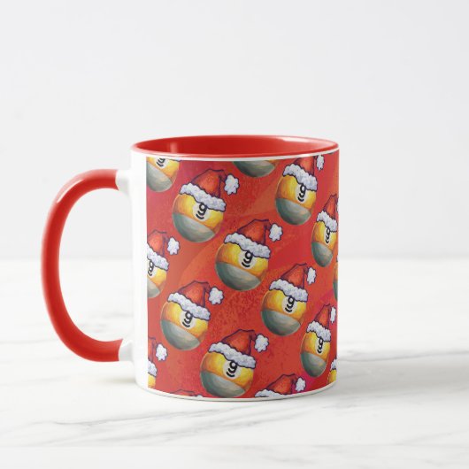 Mug Motif de la boule Santa Hat Nine sur rouge (Gauche)