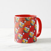 Mug Motif de la boule Santa Hat Nine sur rouge (Devant droit)