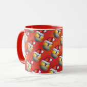 Mug Motif de la boule Santa Hat Nine sur rouge (Devant gauche)