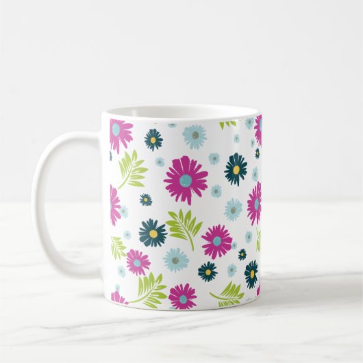 Mug Motif de la feuille rose rose bleu bleu bleu pâle (Gauche)