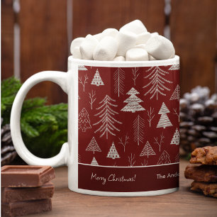 Mug Motif de la forêt d'Argent et d'Arbre de Noël Roug