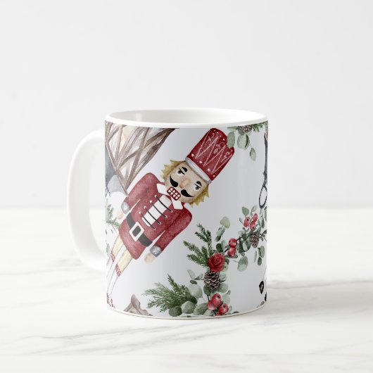 Mug Motif de la lanterne de noix d'aquarelle de Noël (Devant gauche)