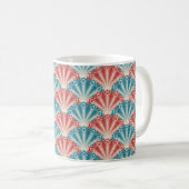 Mug Motif de la queue de paon rouge et bleu (Devant droit)