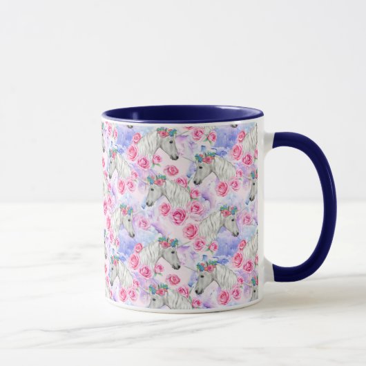 Mug Motif de licornes et de roses (Droite)